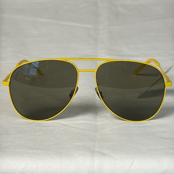 Saint Laurent 59mm Aviator Sunglasses – Yellow Frame NWT - Picture 2 of 8